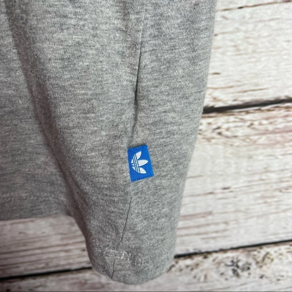 Adidas Classics 3-Stripes Tee Heather Gray Grey Small Cotton Tee Short Sleeve - Picture 2 of 11